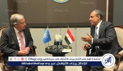 وزير الخارجية والهجرة يلتقي بالسكرتير العام للأمم المتحدة