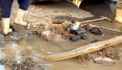انفجار ماسورة مياه رئيسية قرب سنترال رمسيس (فيديو)