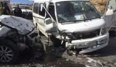 إصابة تسعة عمال جراء انقلاب سيارة نقل خفيف فوق كوبري جمجرة في بنها