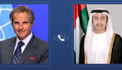 عبدالله بن زايد يبحث مع غروسي دعم الإمارات للوكالة الدولية للطاقة الذرية