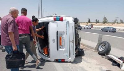 مصابون في تصادم ملاكي وميكروباص بطريق الفيوم